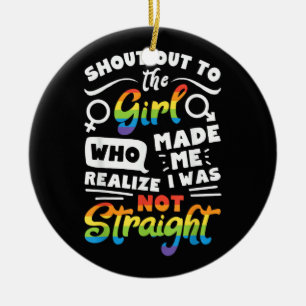 Adorno De Cerámica Grito a la chica camiseta orgullo lésbico LGBT T