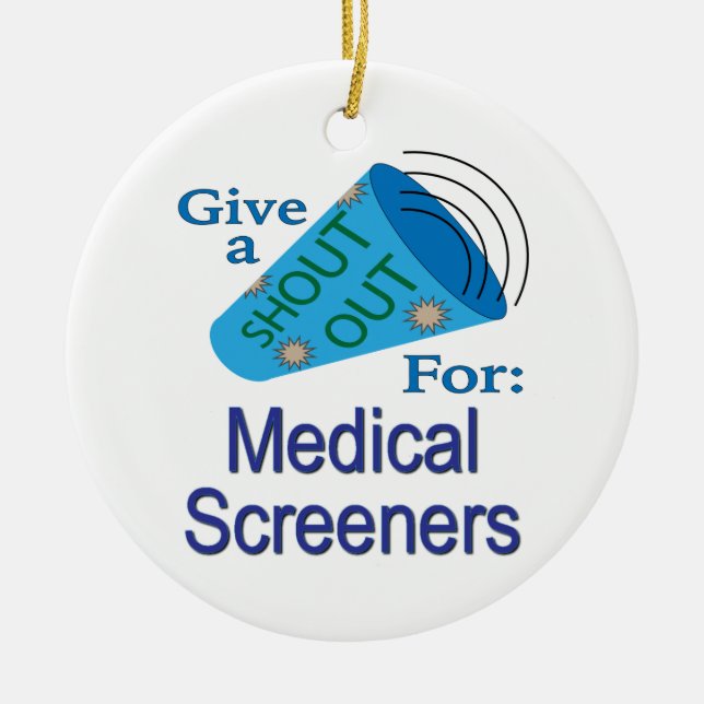 Adorno De Cerámica Gritos a los examinadores médicos (Frente)