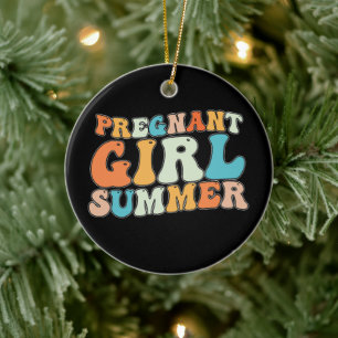 Adorno De Cerámica Groovy Embarazo Chica Verano Retro