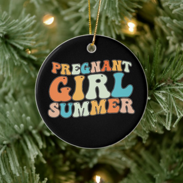 Adorno De Cerámica Groovy Embarazo Chica Verano Retro (Árbol)