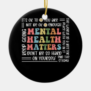 Adorno De Cerámica Groovy Mental Health Matters Floral Minimalista Gr