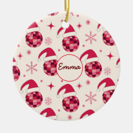 Adorno De Cerámica Groovy Navidades Santa Disco Balls Nombre personal