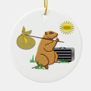 Adorno De Cerámica Groundhog corre lejos