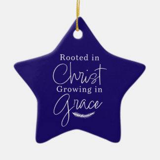 Adorno De Cerámica Growing in Grace Blue and White Star Christmas