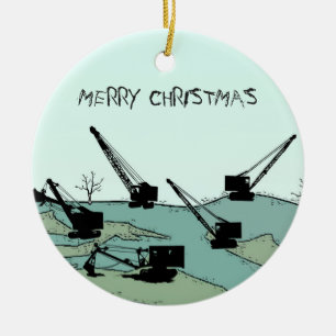 Adorno De Cerámica Grúas y palas que actúan la grúa del ingeniero 