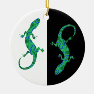 Adorno De Cerámica Grüner Gecko ArtDeco Diseño en blanco y negro