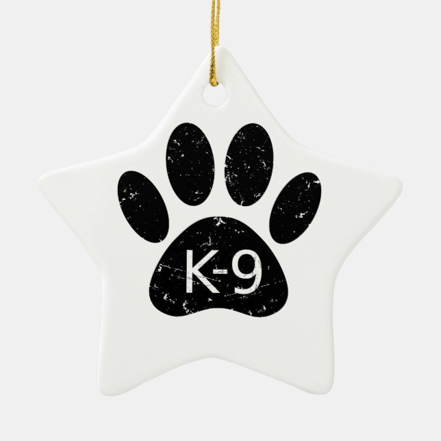 Adorno De Cerámica Grunge Perro angustiado Paw K-9 (Frente)