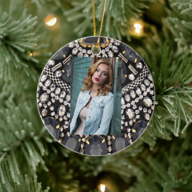 Adorno De Cerámica grunge steampunk art deco negro plateado bohemio (Árbol)