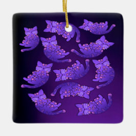Adorno De Cerámica Grupo Cute Purple Neon Kitten