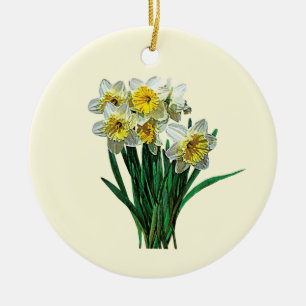 Adorno De Cerámica Grupo de Daffodils Blancos