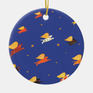 Adorno De Cerámica grupo de perros voladores Ornament