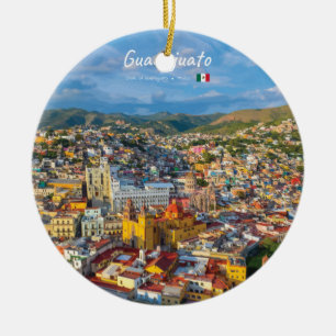 Adorno De Cerámica Guanajuato, México - Paisaje Urbano Colorido