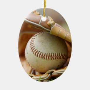Adorno De Cerámica Guante y pelota de béisbol