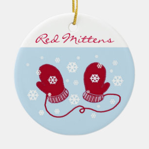 Adorno De Cerámica Guantes Navideños Rojos