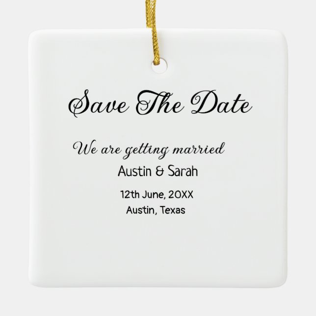 Adorno De Cerámica Guardar el análisis de fecha sitio web del boda QR (Anverso)