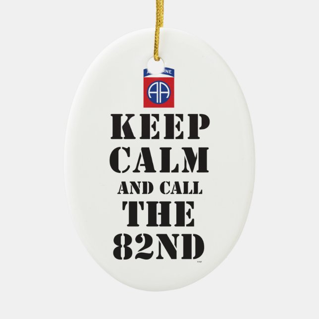 Adorno De Cerámica GUARDE LA CALMA Y LLAME el 82.o (Frente)