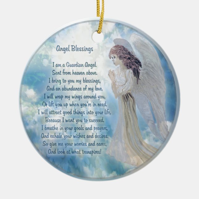 Adorno De Cerámica Guardian Angel Blessings Ornament Ceramic (Frente)
