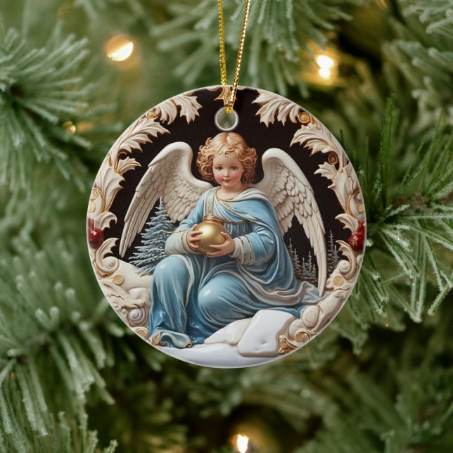 Adorno De Cerámica Guardián retro celestial: Ángel Navidades (Árbol)