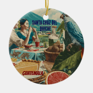 Adorno De Cerámica GUATEMALA, SANTA CRUZ DEL QUICHE Retro poster