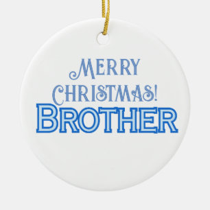 Adorno De Cerámica Guay Blue Typography Merry Christmas Brother