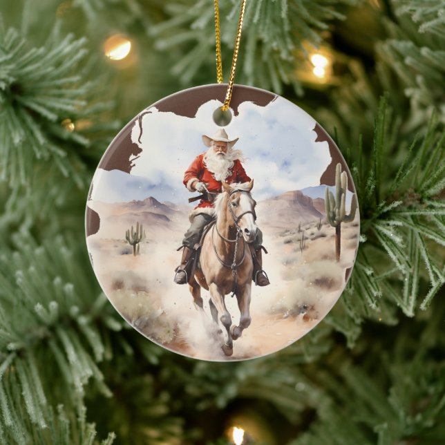 Adorno De Cerámica Guay Country Navidades Santa horse agrega mensaje (Árbol)