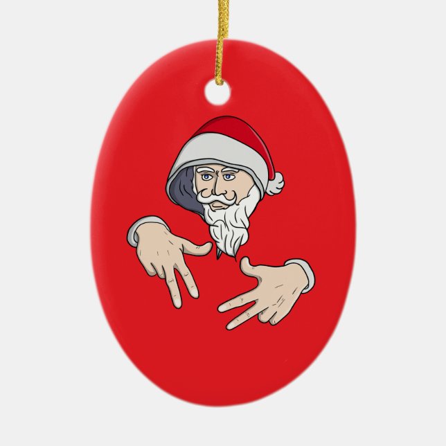 Adorno De Cerámica Guay Gangsta Hip Hop Hand Rap Santa Claus (Frente)