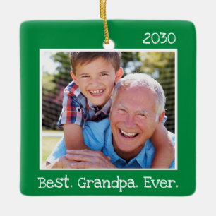 Adorno De Cerámica Guay Mejor Abuelo Foto Personalizada Verde