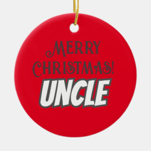 Adorno De Cerámica Guay Red Text Merry Christmas Uncle