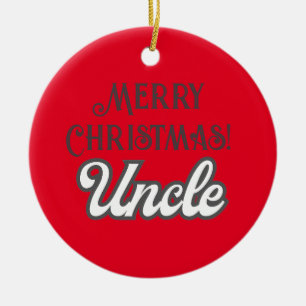Adorno De Cerámica Guay Red Text Merry Christmas Uncle