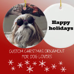 Adorno De Cerámica Guay Shih Tzu vintage de pelo largo gafas de sol F<br><div class="desc">Personalizar y personalizar la idea de regalo de los amantes del perro. Graciosamente adorable perro hembra marrón y adorable con una nariz negra grande, pelo largo y gafas de sol coloridas de la vieja escuela en su cabeza. Guay Shih Tzu tendido y relajado en el sofá y posando como un...</div>