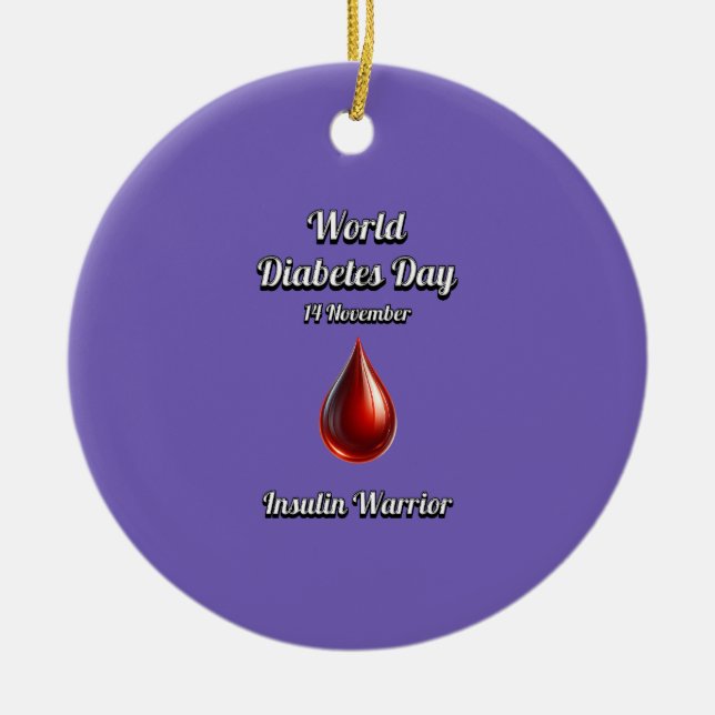 Adorno De Cerámica Guerrero de insulina. Día mundial de la diabetes. (Frente)