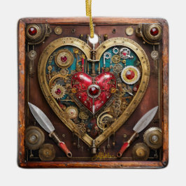 Adorno De Cerámica Guerrero Steampunk Rubíes Y Dagas Valentín
