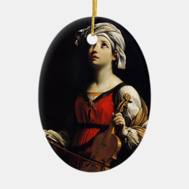 Adorno De Cerámica Guido Reni- St Cecilia (Frente)
