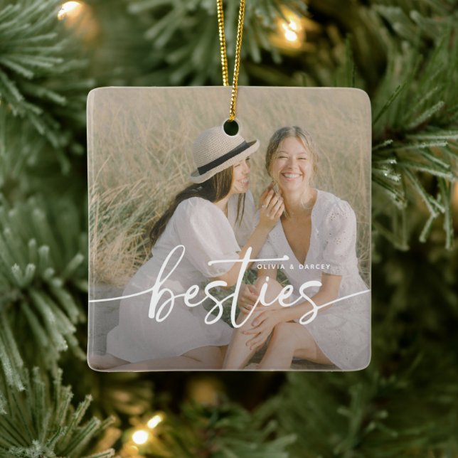 Adorno De Cerámica Guion Amigas 2x Foto Personalizadas (Árbol)