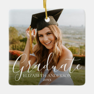 Adorno De Cerámica Guión de Graduado 2026 Foto Personalizada