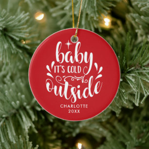 Adorno De Cerámica Guión de la primera Navidad del bebé elegante