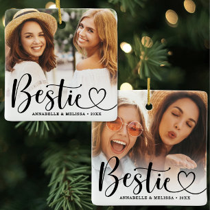 Adorno De Cerámica Guion de Mejores Amigas Corazón Foto de Mejor Amig