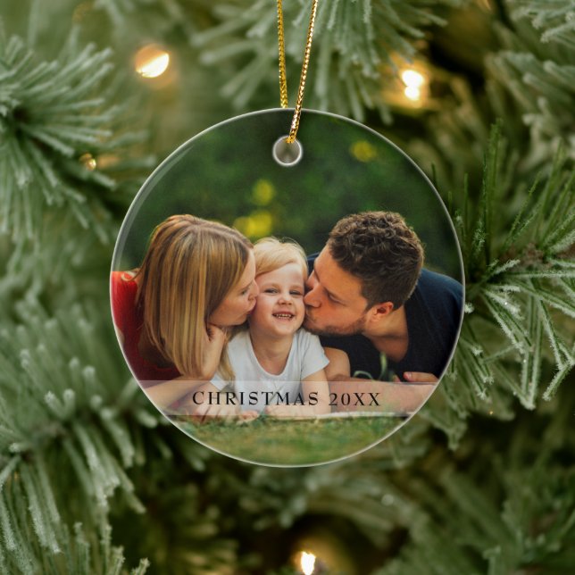 Adorno De Cerámica Guión de Navidades de fotos familiares (Árbol)