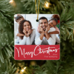 Adorno De Cerámica Guión festivo | Navidad de los Ríos<br><div class="desc">Celebrar la temporada con este guión festivo | adorno de cerámica de navidad roja con un toque de elegancia. El diseño de la moda se caracteriza por una paleta de colores simple en rojo y blanco que evoca el espíritu acogedor del invierno. Su atractivo moderno y único y su redacción...</div>