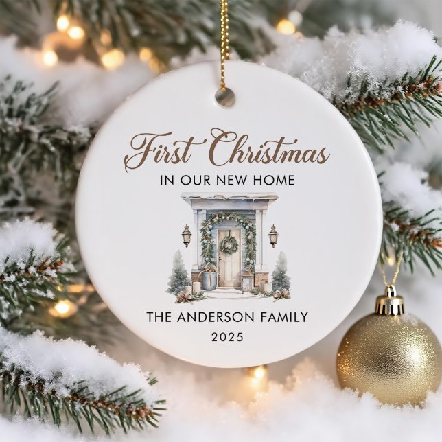 Adorno De Cerámica Guión Primer Navidad En Nuestra Nueva Casa (Subido por el creador)