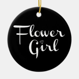 Adorno De Cerámica Guión retro de la chica flor blanco en negro