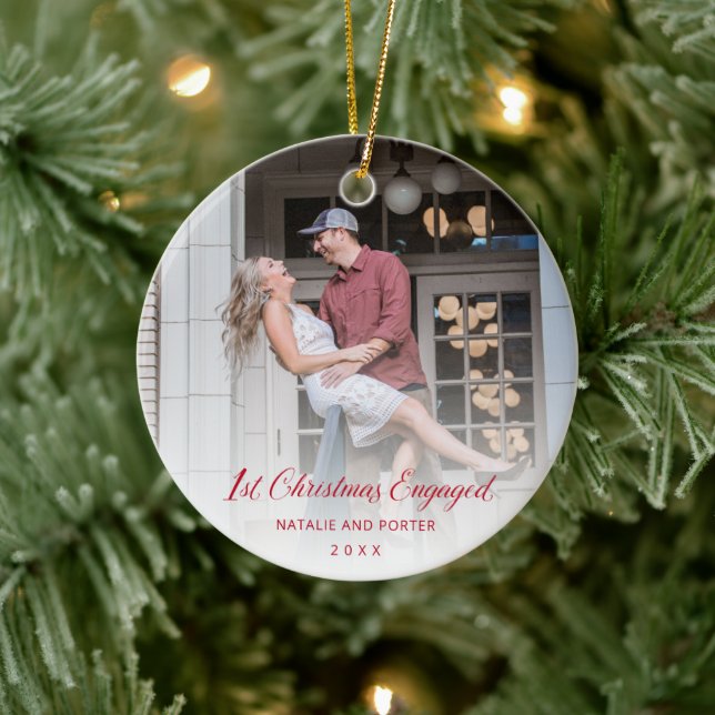 Adorno De Cerámica Guión rojo simple moderno primera Navidad involucr (Árbol)