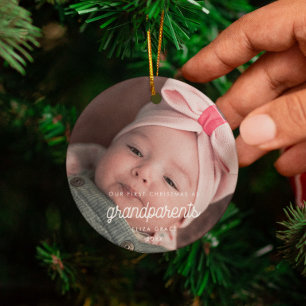 Adorno De Cerámica Guión vintage Nuestra primera Navidad como abuelos