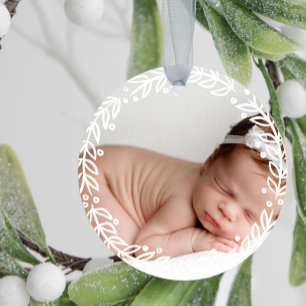 Adorno De Cerámica Guirnalda blanca   Primera Navidad del bebé