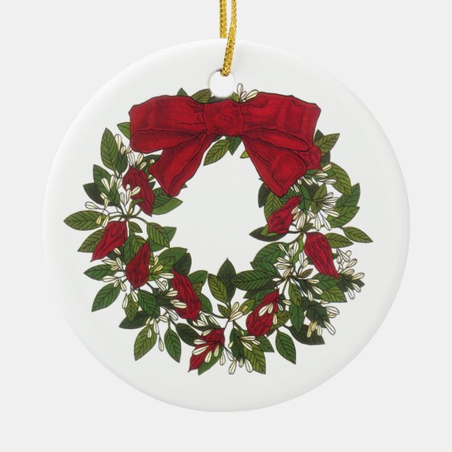 Adorno De Cerámica Guirnalda de /Poinsettia del alazán (Frente)