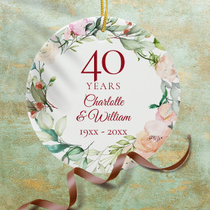 Adorno De Cerámica Guirnalda de rosas de verano dulce 40 aniversario
