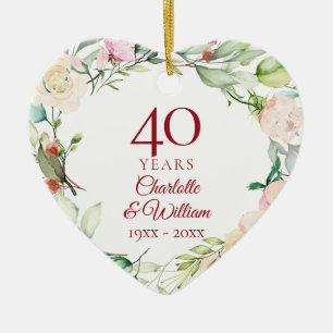 Adorno De Cerámica Guirnalda de rosas de verano dulces 40 aniversario