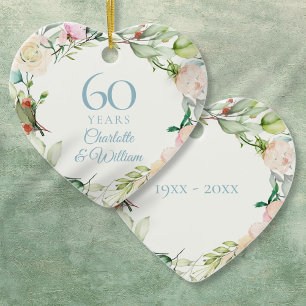 Adorno De Cerámica Guirnalda de rosas de verano dulces 60 aniversario