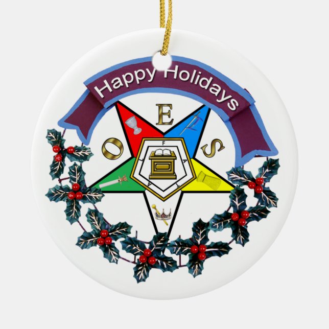 Adorno De Cerámica Guirnalda del día de fiesta de OES (Frente)