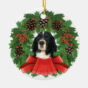 Adorno De Cerámica Guirnalda del día de fiesta del navidad del perro